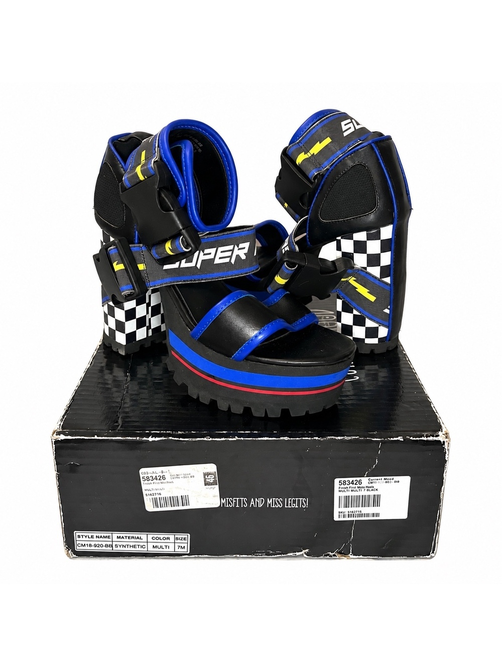 Dolls Kill Current Mood Finish First Moto Platform Sandals Size 7